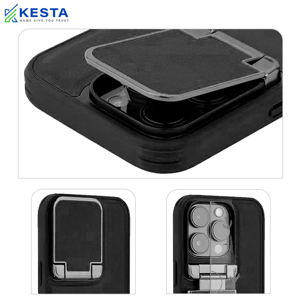 iPhone 16 Pro Max Cover - Elegant Black Leather Case (With Camera Protection)